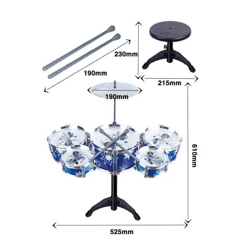 Kids Toys Children Kids Practicing Drum Instrument Mini Portable ABS Stainless Steel Drum Set With Chair Baby Toys fashion
Kids Toys Children Kids Practicing Drum Instrument Mini Portable ABS Stainless Steel Drum Set With Chair Baby Toys fashion