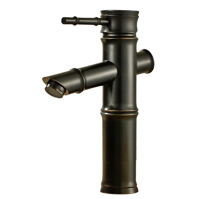 American black bronze faucet oblique nozzle bamboo single hole span two hot and cold water tap mixer basin faucets
American black bronze faucet oblique nozzle bamboo single hole span two hot and cold water tap mixer basin faucets