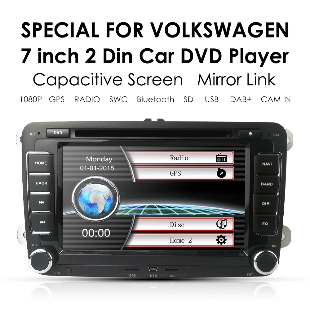 Excellent 2 Din 7 inch Car DVD GPS Radio Player For Volkswagen golf 5 6 touran passat B6 B7 sharan JATTA Skoda Seat Autoradio 1