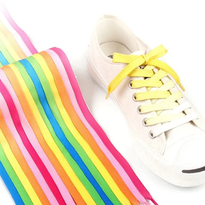 1 пара/Цветные шнурки для обуви плоские модная парусиновая обувь отдыха