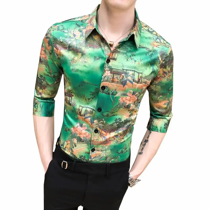 Summer Social Shirt for Men Half sleeve Chinese painting Print Fashion Hawaiian Men's Shirts Blouse Mens Clothing Slim
Summer Social Shirt for Men Half sleeve Chinese painting Print Fashion Hawaiian Men's Shirts Blouse Mens Clothing Slim