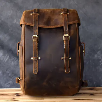 2018 Newest Men vintage crazy horse leather backpack Unisex cow leather Laptop rucksack Women Thick real leather school bag Cool
2018 Newest Men vintage crazy horse leather backpack Unisex cow leather Laptop rucksack Women Thick real leather school bag Cool