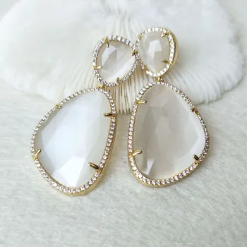 1 Pair Cat Eyes' Gem stone Jewelry Drop Opal Stone Earrings, Micro Pave CZ Faceted Stone Dangle Earrings For Women Jewelry ER432
1 Pair Cat Eyes' Gem stone Jewelry Drop Opal Stone Earrings, Micro Pave CZ Faceted Stone Dangle Earrings For Women Jewelry ER432