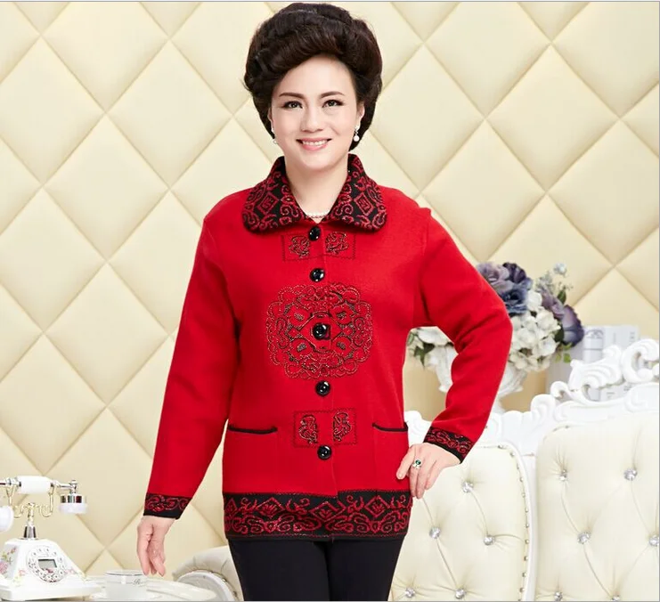 Autumn Winter Women Knit Cardigan Sweater Print Grandma'S Sweater Coat Elasticity Loose 50-60 Year Old T301
Autumn Winter Women Knit Cardigan Sweater Print Grandma'S Sweater Coat Elasticity Loose 50-60 Year Old T301