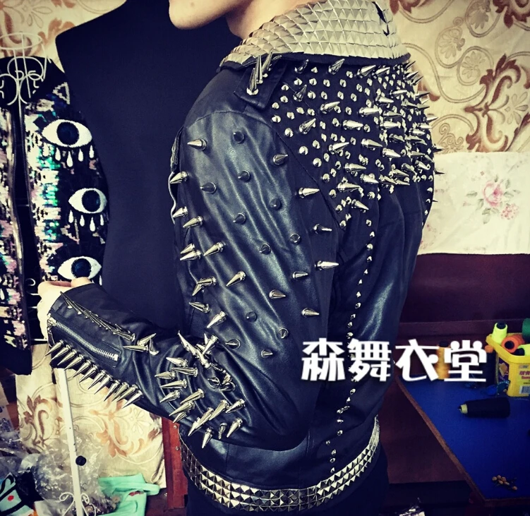 Men's Bar nightclub singer ds Male singer DJ guests motorcycle leather hand- rivet punk costumes Menclothing leather jacket coat
Men's Bar nightclub singer ds Male singer DJ guests motorcycle leather hand- rivet punk costumes Menclothing leather jacket coat
