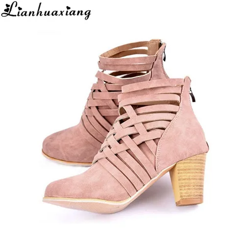 Womens Spring New Ankle Boots Martin Booties Short Narrow Strappy Chunky High Heels Hollow-out Back Zipper Shoes 7N0251
Womens Spring New Ankle Boots Martin Booties Short Narrow Strappy Chunky High Heels Hollow-out Back Zipper Shoes 7N0251