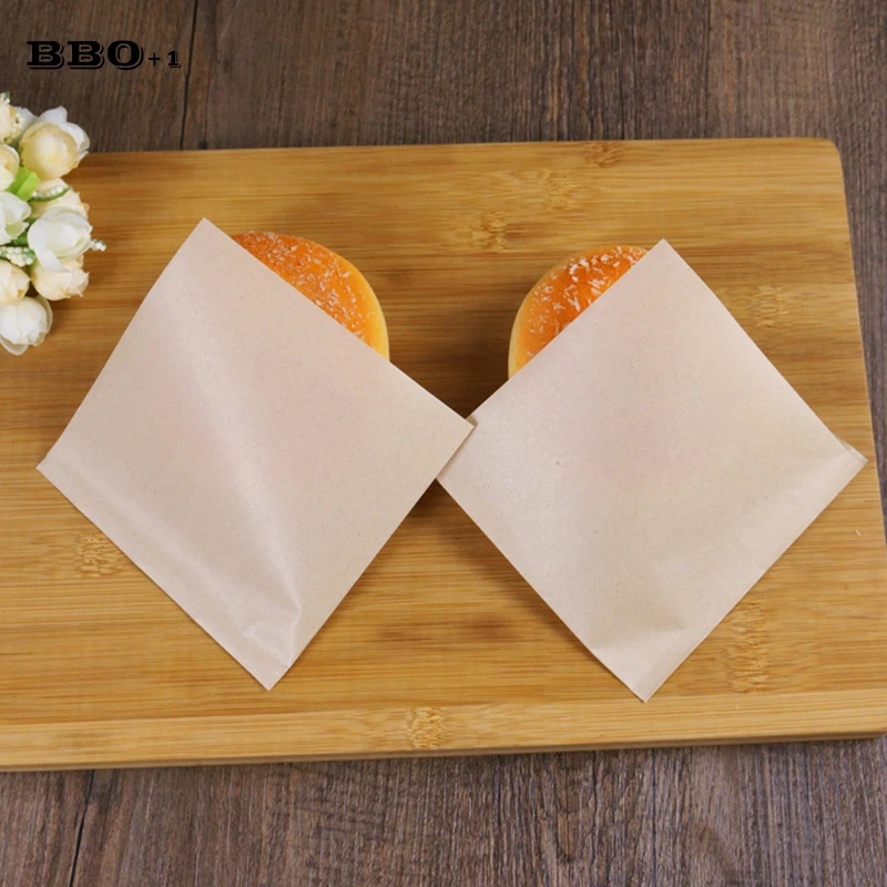 

100pcs Kraft paper packaging bag Oil proof Donuts bag Bakery bread food bags Cookies Wedding Gift Bags