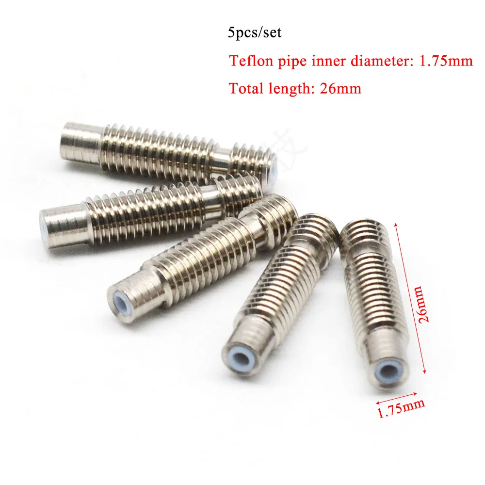 5pc 3D Printer Parts M6 * 26mm Stainless Steel Nozzle Extruder Throat Teflon Tubes Pipes for 1.75mm 3.0mm Filament 3D Printer G6
5pc 3D Printer Parts M6 * 26mm Stainless Steel Nozzle Extruder Throat Teflon Tubes Pipes for 1.75mm 3.0mm Filament 3D Printer G6