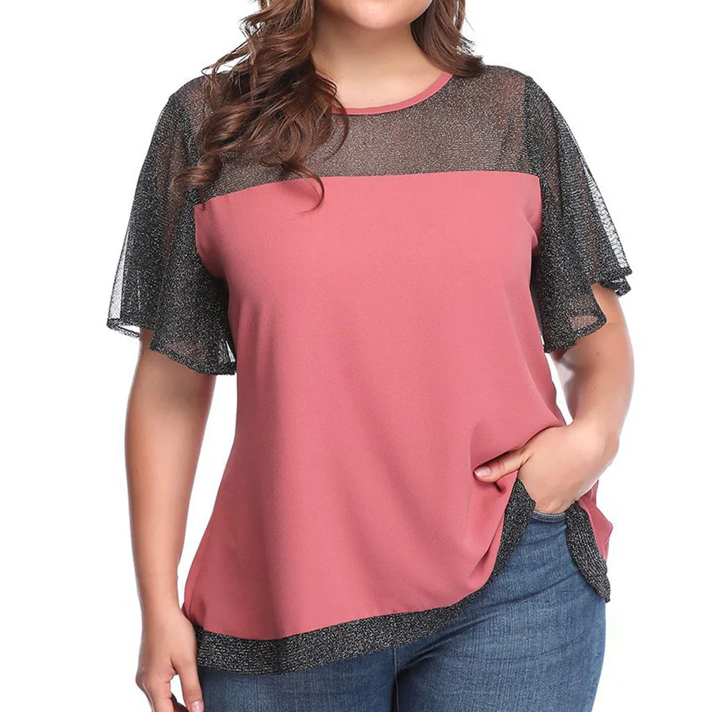 Fashion T Shirt Women Casual Lace Tops O-Neck T-shirt Summe Short Sleeve Patchwork Women Tshirts tops mujer verano
Fashion T Shirt Women Casual Lace Tops O-Neck T-shirt Summe Short Sleeve Patchwork Women Tshirts tops mujer verano