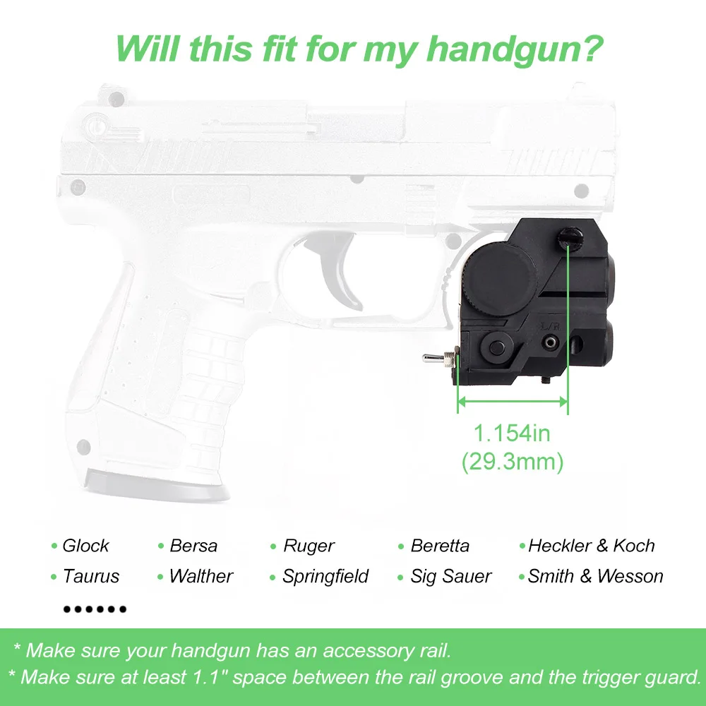 ohhunt Compact Green Laser Sight with CREE LED Flashlight Integrated Combo for Tactical Pistol Rifle Weaver Picatinny Rail (5)