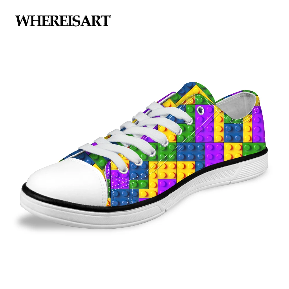 WHEREISART Fashion Multicolor Puzzle Tetris Printed Women Low Style Canvas Shoes Casual Lady Lace-up Vulcanize Shoes Breathable
WHEREISART Fashion Multicolor Puzzle Tetris Printed Women Low Style Canvas Shoes Casual Lady Lace-up Vulcanize Shoes Breathable