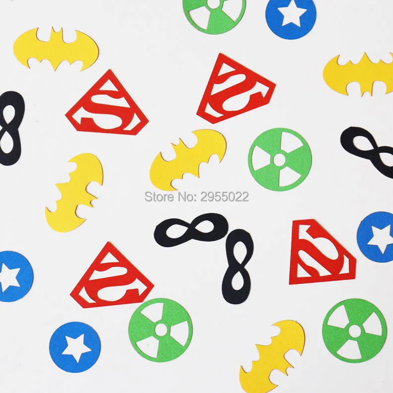 

100 pcs Super hero Party Confetti, boy birthday table decor, Bat paper confetti, Scrapbooking paper,CF-004