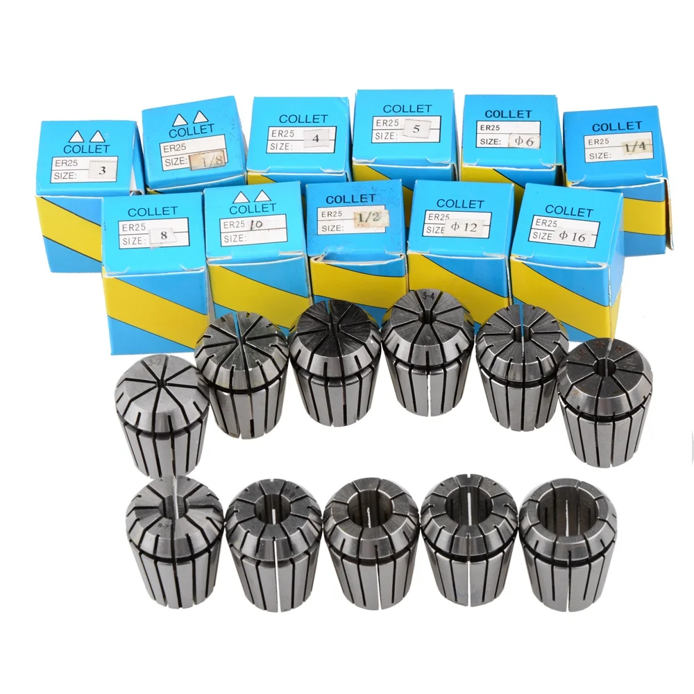 ER25 collet set 11 pcs from 3mm to 16mm for CNC milling lathe tool and spindle motor
ER25 collet set 11 pcs from 3mm to 16mm for CNC milling lathe tool and spindle motor