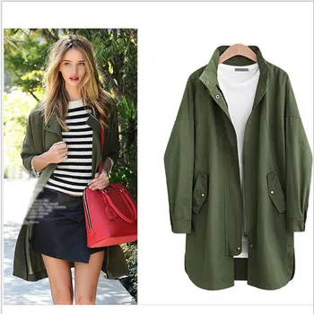 Brand 2017 Spring Autumn Women Korean Style Fashion Loose Army Green Trench Tops Ladies Pockets Button Plus Size Coats Outwear
Brand 2017 Spring Autumn Women Korean Style Fashion Loose Army Green Trench Tops Ladies Pockets Button Plus Size Coats Outwear