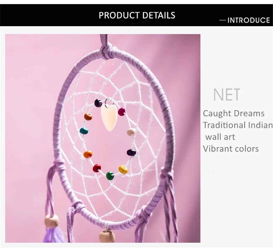 Caught Dreams Dream Catcher Handmade Traditional Indian wall art Diameter & Long Wall hanging home decor Handmade LED lights