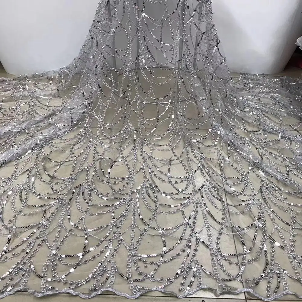 African French Laces Fabrics With Sequins Embroidery High Quality Nigerian Tulle Beaded Lace Fabrics For Party 5Yards/Lot A2187
African French Laces Fabrics With Sequins Embroidery High Quality Nigerian Tulle Beaded Lace Fabrics For Party 5Yards/Lot A2187
