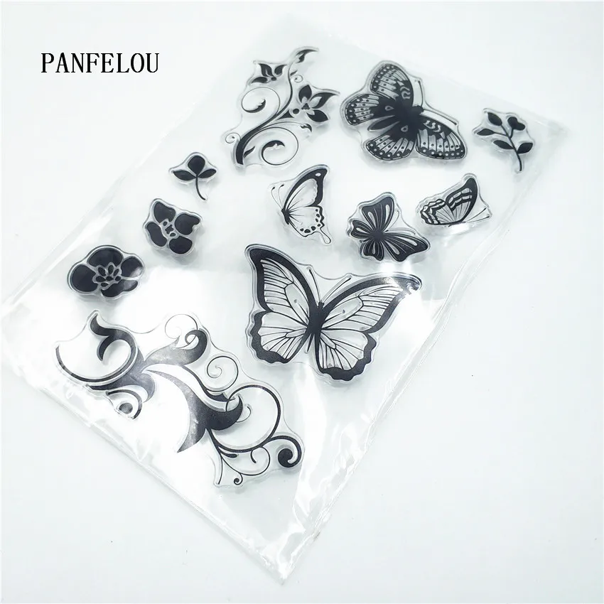 PANFELOU Прозрачная силиконовая печать с бабочками и лозами DIY скрапбукинг