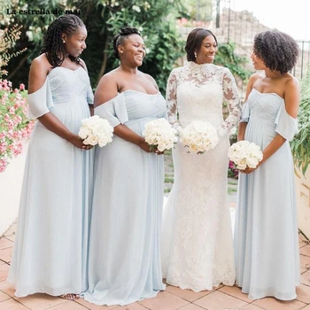 New Off Shoulder Chiffon Bridesmaid Dresses Light Sky Blue Black Girls Maid of Honor Gown African Wedding Guest Dresses Nigeria
New Off Shoulder Chiffon Bridesmaid Dresses Light Sky Blue Black Girls Maid of Honor Gown African Wedding Guest Dresses Nigeria