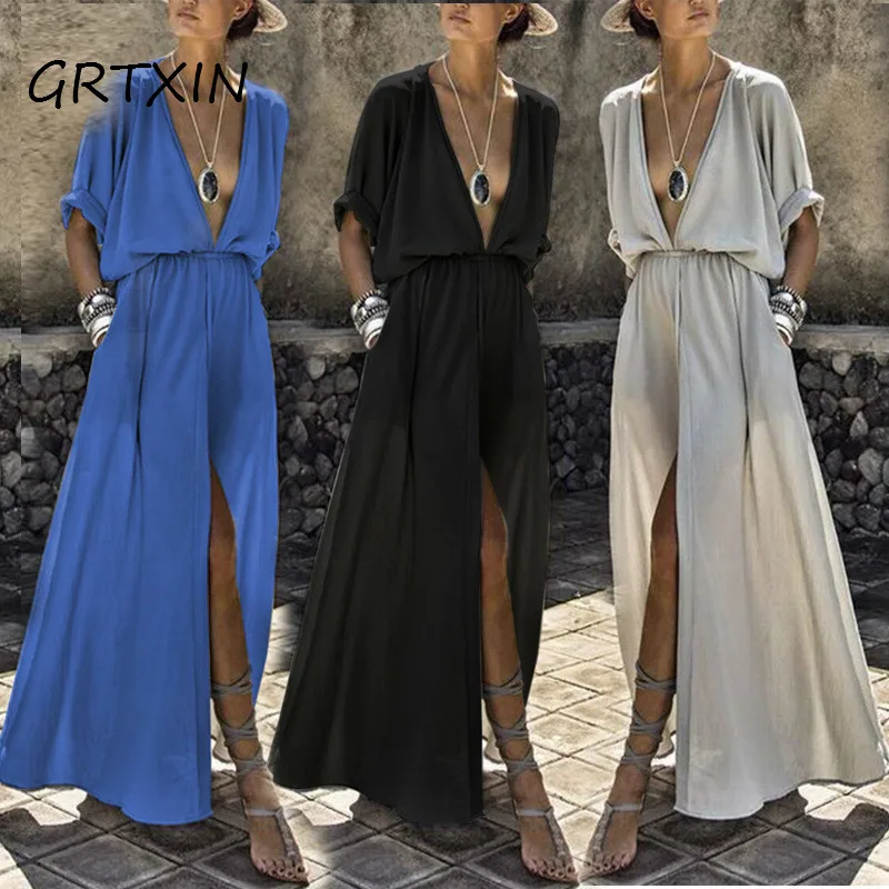 2018 Bohemian Dress Robe Sexy V Neck Half Sleeve Women Ankle-Length Big Swing Summer Casual Beach Dress
2018 Bohemian Dress Robe Sexy V Neck Half Sleeve Women Ankle-Length Big Swing Summer Casual Beach Dress