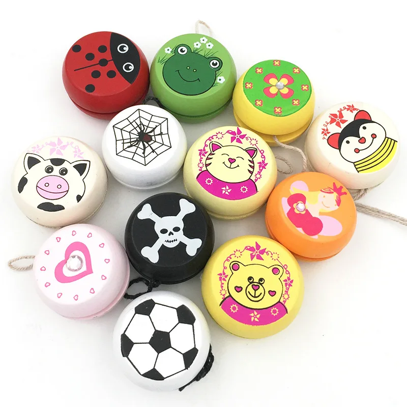 Cute Animal Prints Wooden Yoyo Toys Ladybug Toys Kids Yo-Yo Creative Yo Yo Toys For Children Children Yoyo Ball G0149