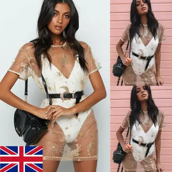 2019 New Womens Cover Up Print Sheer Gold sequins Mini Beach Dress Bikini Female Sexy Summer Wear Swimwear
2019 New Womens Cover Up Print Sheer Gold sequins Mini Beach Dress Bikini Female Sexy Summer Wear Swimwear