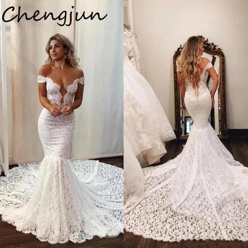 Chengjun 2019 сексуальное винтажное кружевное свадебное платье с открытыми плечами и