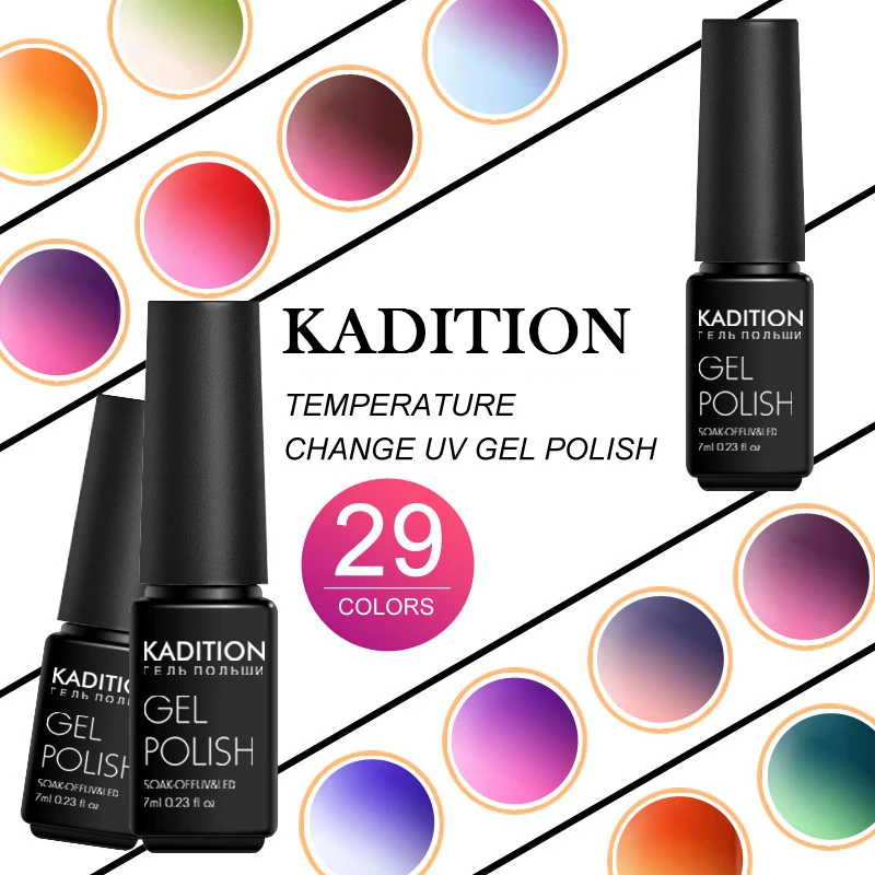KADITION Temperature Change Top&ampBase Coat Color Gel Varnish UV Soak Off Colorful Hybrid Lacquer Chameleon Nail Polish | Красота и