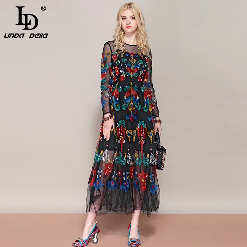 LD LINDA DELLA Fashion Runway Long Dress Women's Long Sleeve Gorgeous Beading Mesh Embroidery Vintage Maxi Dress
LD LINDA DELLA Fashion Runway Long Dress Women's Long Sleeve Gorgeous Beading Mesh Embroidery Vintage Maxi Dress