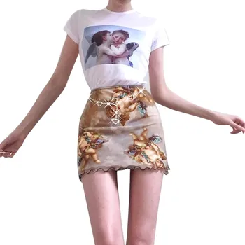 Summer Skirt Harajuku Angel Print Mesh Patchwork Double Layer Cute Skirts Womens Elastic High Waist Wild street trend hip skirt
Summer Skirt Harajuku Angel Print Mesh Patchwork Double Layer Cute Skirts Womens Elastic High Waist Wild street trend hip skirt