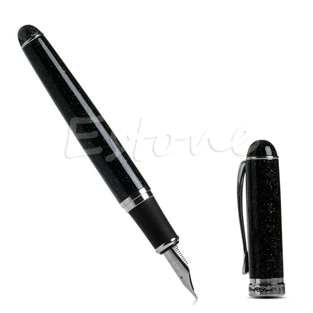 1 шт. режим Jinhao X750 PLUME chatoyants Noir sables moyen NIB Bling Black barrel серебряный зажим и отделка |