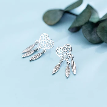 MloveAcc Solid 100% Real 925 Sterling Silver Heart Dreamcatcher Leaf Feather Earrings for Women Elegant Silver Stud Earrings
MloveAcc Solid 100% Real 925 Sterling Silver Heart Dreamcatcher Leaf Feather Earrings for Women Elegant Silver Stud Earrings