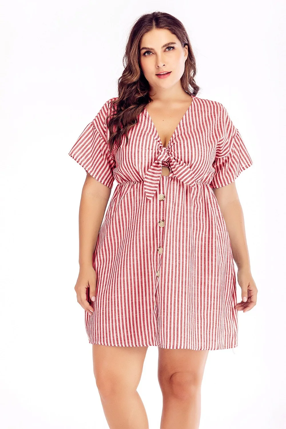 Summer Women Plus Sizes Big Large Strip Casual Bow Ruffles Casual Button Vintage Cotton Dresses Party Beach Chiffon Vestidos
Summer Women Plus Sizes Big Large Strip Casual Bow Ruffles Casual Button Vintage Cotton Dresses Party Beach Chiffon Vestidos