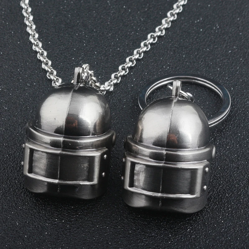 

SG Game Gun Black PUBG Strengths Level 3 Helmet 3D Pendant Necklace Playerunknown's Battlegrounds Charm Necklace For Man Jewerly