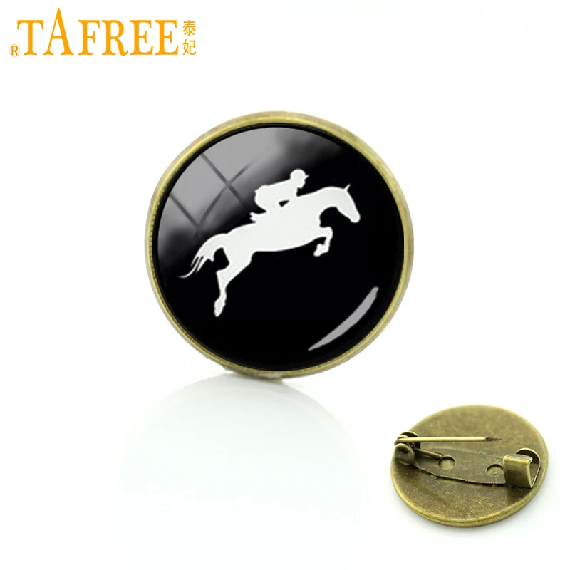 

TAFREE Horseback Riding Silhouette Brooches Pins Novelty Trendy Metal Brooches Badge Pins Sport Fans Souvenir Gifts Jewelry T783