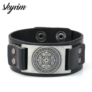 Skyrim Witchcraft Tailsman Jewelry Leather Bracelet with Trifoliknot Badge Charm Men Casual Punk Wristband Bracelet
Skyrim Witchcraft Tailsman Jewelry Leather Bracelet with Trifoliknot Badge Charm Men Casual Punk Wristband Bracelet