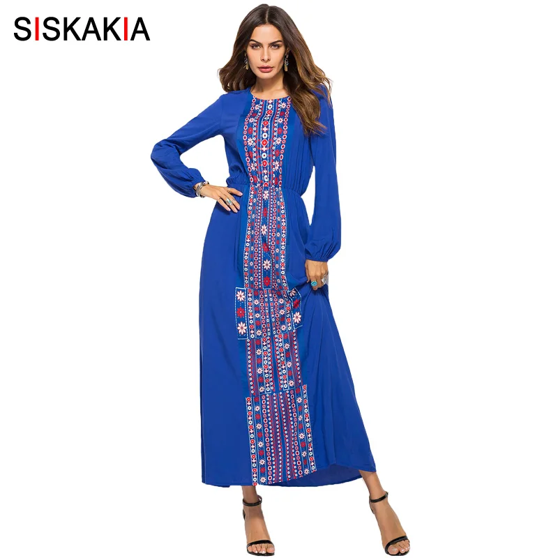 Siskakia Fashion Print Dress Autumn 2018 Women Long Sleeve Dress O-Neck Casual Swing maxi dress Blue black vintage Robe Vestidos
Siskakia Fashion Print Dress Autumn 2018 Women Long Sleeve Dress O-Neck Casual Swing maxi dress Blue black vintage Robe Vestidos