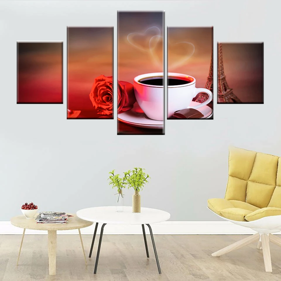 HD Print Picture 5 Piece Coffee and Red Rose Painting Canvas Romantic Restaurant Poster Modular Wall Artist Residence Decoration
HD Print Picture 5 Piece Coffee and Red Rose Painting Canvas Romantic Restaurant Poster Modular Wall Artist Residence Decoration