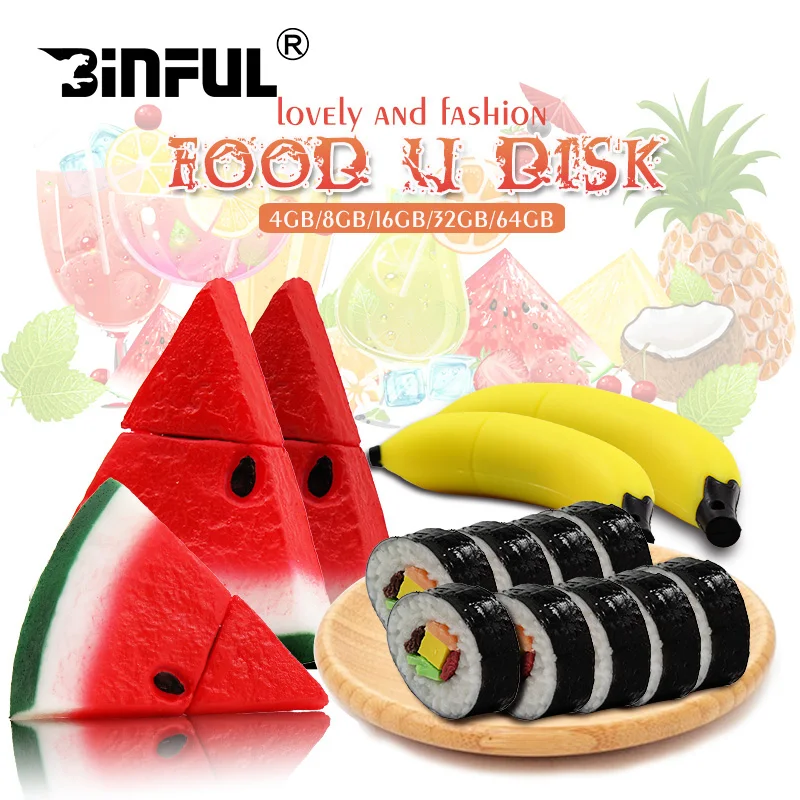 New Creative Food USB Flash Drive Banana & watermelon & sushi Pen Drive 4gb 8gb 16gb 32gb 64gb 128gb pendrive Memory Stick
New Creative Food USB Flash Drive Banana & watermelon & sushi Pen Drive 4gb 8gb 16gb 32gb 64gb 128gb pendrive Memory Stick