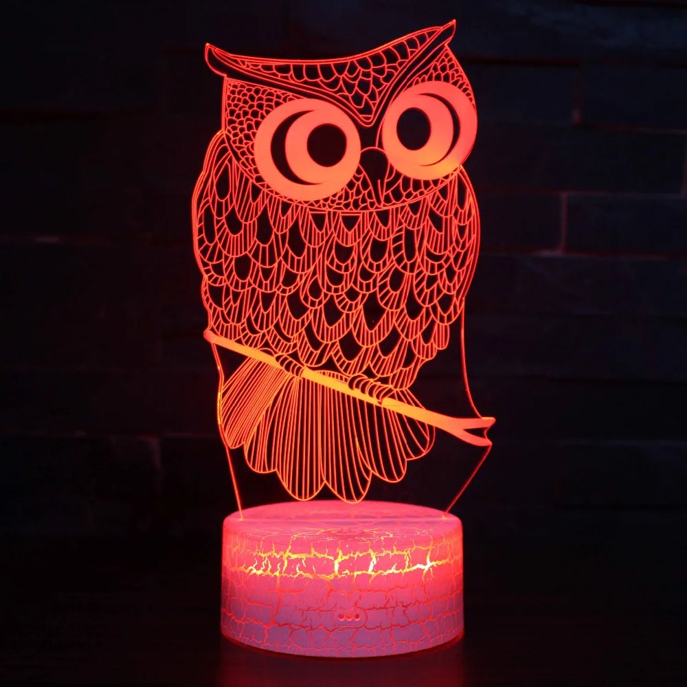 Color Changeable Owl Bird Illusion LED 3D Visual Night Light Creative Bedroom Decoration Light Novelty Table Desk Lamp Kids Gift
Color Changeable Owl Bird Illusion LED 3D Visual Night Light Creative Bedroom Decoration Light Novelty Table Desk Lamp Kids Gift
