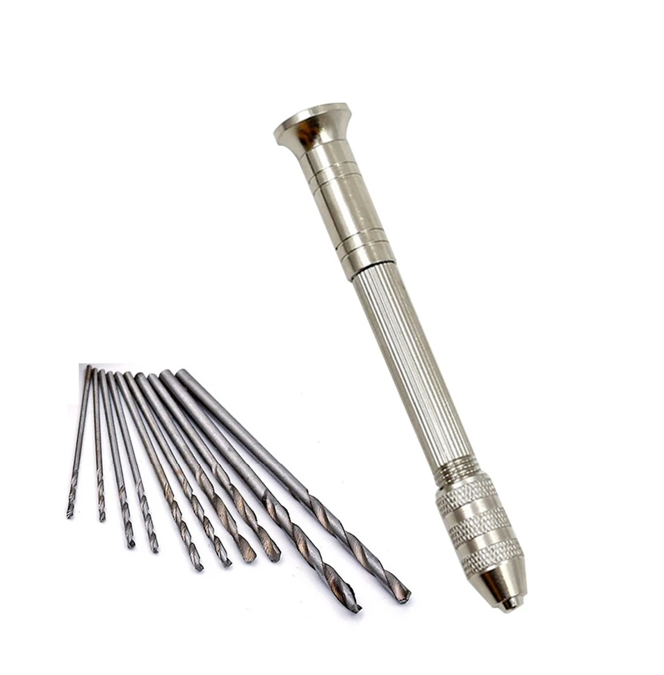 High Quality Mini Micro Aluminum Hand Drill With Keyless Chuck +10pc Twist Drill Bit Woodworking Drilling Rotary Tools
High Quality Mini Micro Aluminum Hand Drill With Keyless Chuck +10pc Twist Drill Bit Woodworking Drilling Rotary Tools