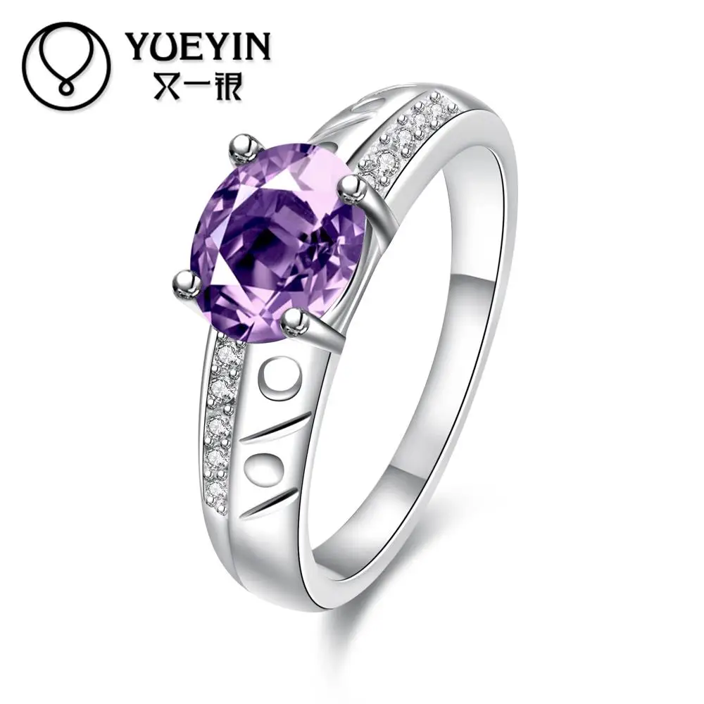 Модное посеребренное кольцо для женщин инкрустированное кристаллами свадебное