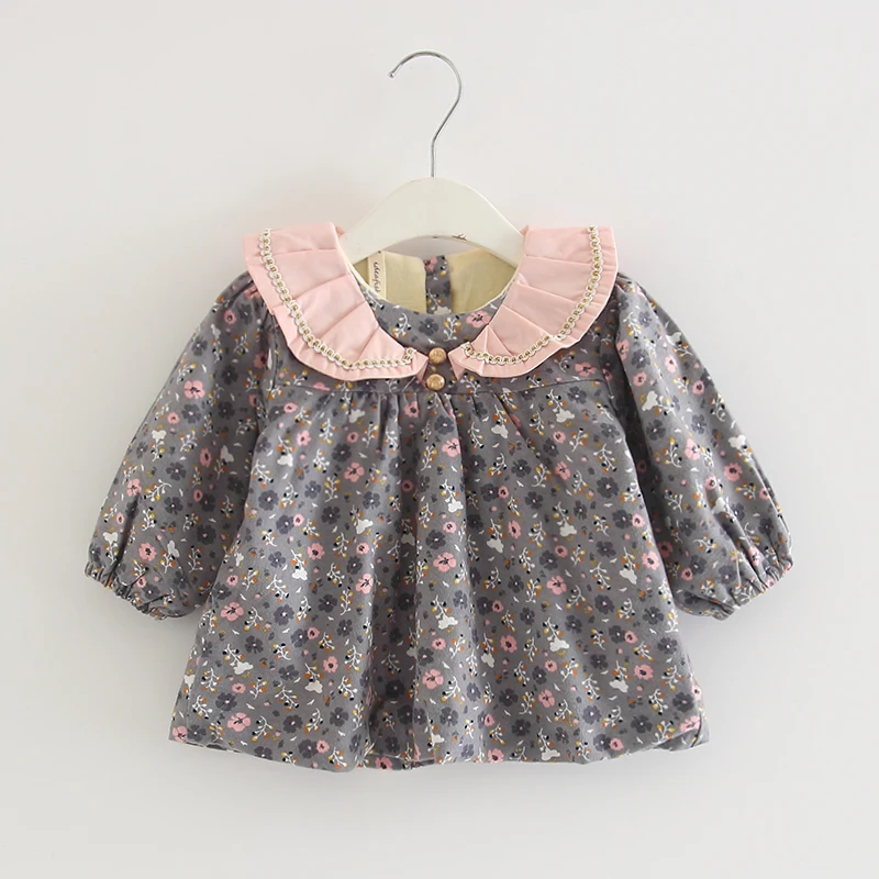 Cotton Thicken Warm Kids Clothes Peter Pan Collar Flowers Print Girls Lantern Sleeve Dress Baby Girls Clothing 0-2Y
Cotton Thicken Warm Kids Clothes Peter Pan Collar Flowers Print Girls Lantern Sleeve Dress Baby Girls Clothing 0-2Y