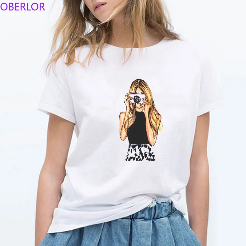 Woman Beautiful Girl Photograph Print T Shirt Vogue Watercolor Design Tshirts Summer Tops White O-neck Tee Shirt Femme T-shirts 
Woman Beautiful Girl Photograph Print T Shirt Vogue Watercolor Design Tshirts Summer Tops White O-neck Tee Shirt Femme T-shirts