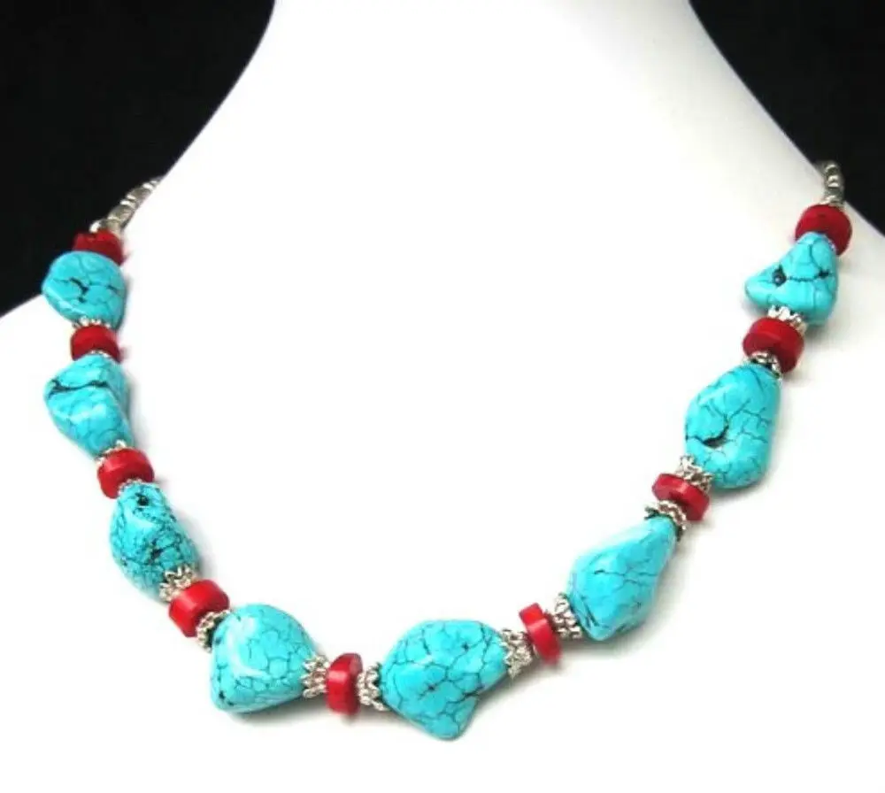 Jew2929 Refined Tibet style Tibetan Silver stunning turquoise&Red Coral beads Necklace
Jew2929 Refined Tibet style Tibetan Silver stunning turquoise&Red Coral beads Necklace