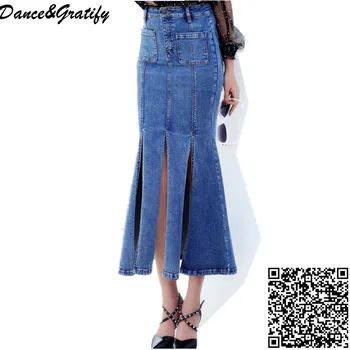 Woman European Style Mermaid Denim Skirt Autumn Winter 2018 New Solid Slim Bodycon Split Long Maxi Skirts Streetwear Hot
Woman European Style Mermaid Denim Skirt Autumn Winter 2018 New Solid Slim Bodycon Split Long Maxi Skirts Streetwear Hot
