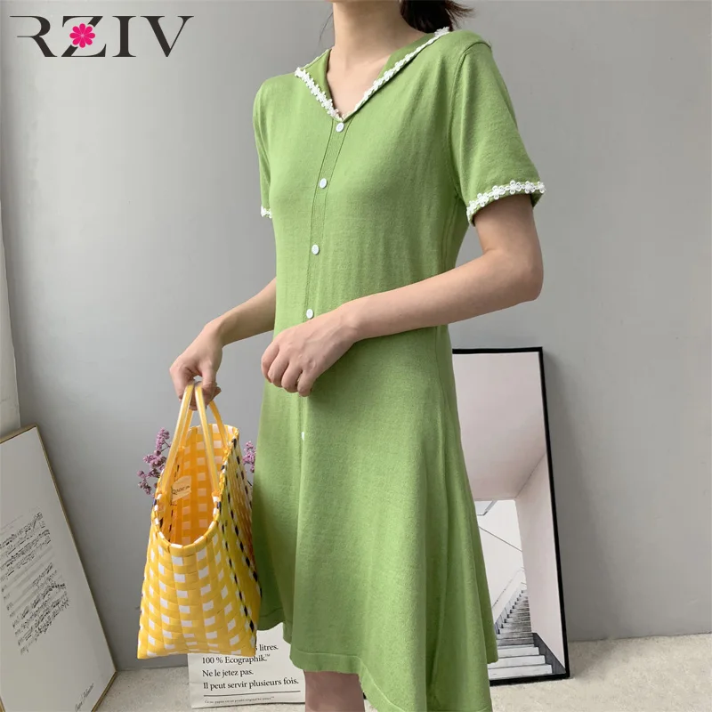 RZIV Autumn and winter women's dress casual solid color V-neck short-sleeved button embroidery decorative knit dress Vestidos
RZIV Autumn and winter women's dress casual solid color V-neck short-sleeved button embroidery decorative knit dress Vestidos