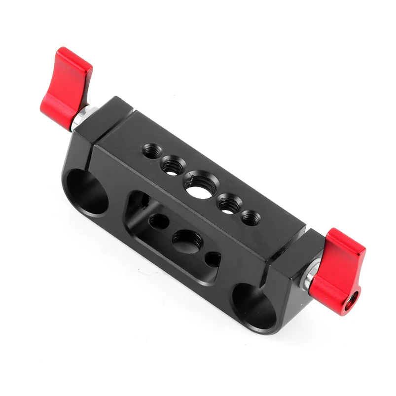 Description Picture 4 of item15mm Rod Rig Clamp Double Holes 1/4 3/8 Thread Telephoto Lens Holder Support Rail Photography System DSLR Camera Cage Kit