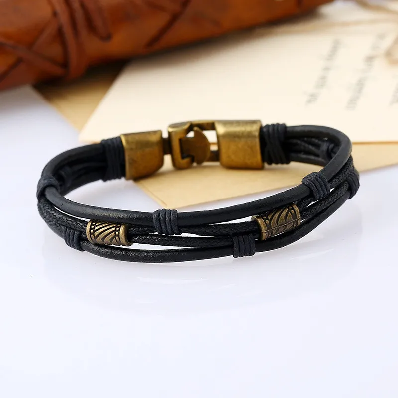DUOYING Vnox Vintage Leather Bracelet Bronze alloy Buckle Classical Style Easy Hook For Men | Украшения и аксессуары
