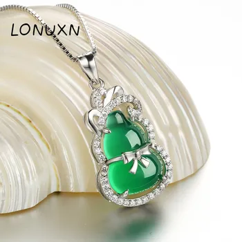 High quality 925 sterling silver natural semi-precious stone green chalcedony necklace with chain Gourd cute pendant couple gift
High quality 925 sterling silver natural semi-precious stone green chalcedony necklace with chain Gourd cute pendant couple gift