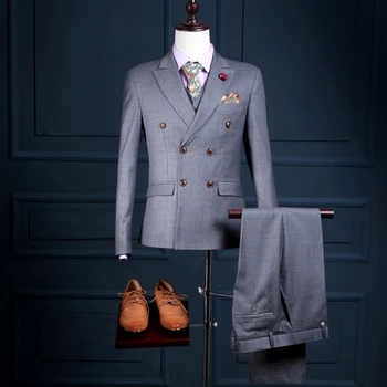 NA28 Check Grid Peaked Collar Formal Male Custom Made Tuxedo Costume 3 Pieces Jacket Vest Pants Suits With Pants Double Breast
NA28 Check Grid Peaked Collar Formal Male Custom Made Tuxedo Costume 3 Pieces Jacket Vest Pants Suits With Pants Double Breast